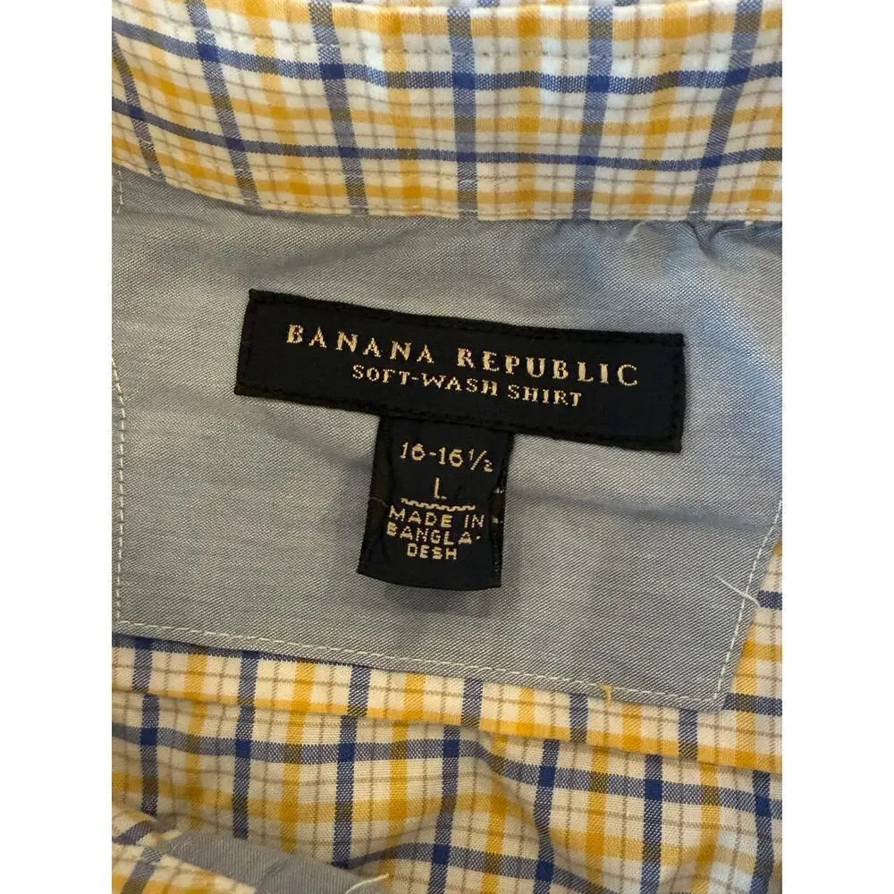 BANANA REPUBLIC Soft Wash Cotton Button Down Shirt Men size 16 -16 1/2 L